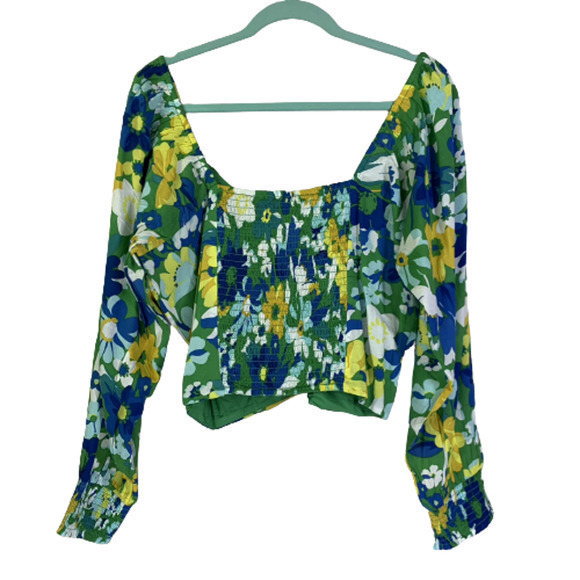 WALTER BAKER Green Disco Floral Kimora Crop Top -‎ NWT - Picture 11 of 15